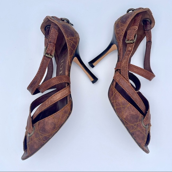 DIOR | Brown Quilted Leather D'Orsay Stiletto Pumps | IT 36.5 (US 6.5) - Picture 8 of 16